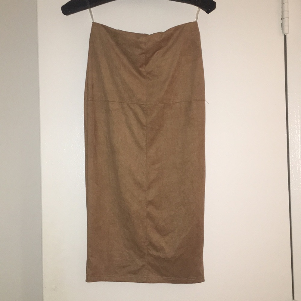 Naked Wardrobe Camel Midi Skirt